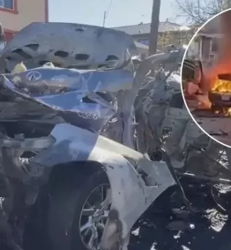 Auto vuela por los aires en Nueva York antes de ser abordado por familia